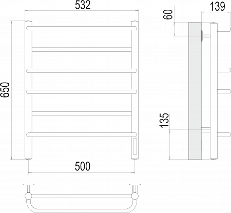 Евромикс П6 500х650 Электро (quick touch) Полотенцесушитель  TERMINUS Братск - фото 3