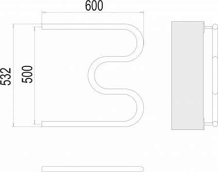 М-обр AISI 32х2 500х600 Полотенцесушитель  TERMINUS Братск - фото 3