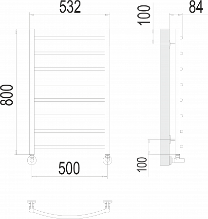 Классик П8 500х800 Полотенцесушитель  TERMINUS Братск - фото 3