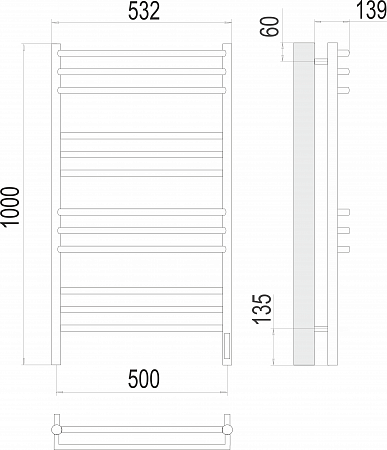 Прато П12 500х1000 электро (sensor quick touch) Полотенцесушитель  TERMINUS Братск - фото 3