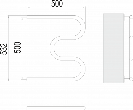 М-обр AISI 32х2 500х500 Полотенцесушитель  TERMINUS Братск - фото 3