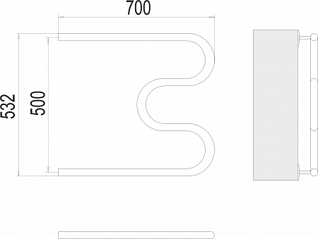 М-обр AISI 32х2 500х700 Полотенцесушитель  TERMINUS Братск - фото 3