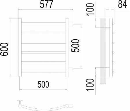 Классик П6 500х600 бп500 Полотенцесушитель  TERMINUS Братск - фото 3