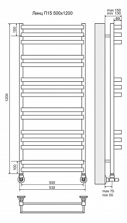 Линц П15 500х1200 Полотенцесушитель  TERMINUS Братск - фото 3