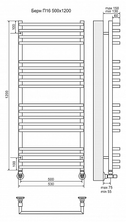 Берн П18 500х1200 Полотенцесушитель  TERMINUS Братск - фото 3