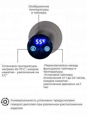 Рондо П2 350х760 электро Полотенцесушитель TERMINUS Оружейная сталь Братск - фото 5