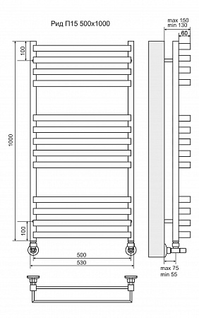 Рид П13 500х1000 Полотенцесушитель  TERMINUS Братск - фото 3