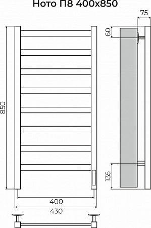 Ното П8 400х850 Электро (quick touch) Полотенцесушитель TERMINUS Братск - фото 3