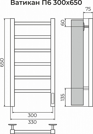 Ватикан П6 300х650 Электро (quick touch) Полотенцесушитель TERMINUS Братск - фото 3