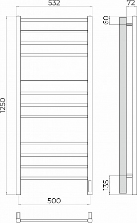 Аврора П12 500х1250 Электро (quick touch) Полотенцесушитель TERMINUS Братск - фото 3