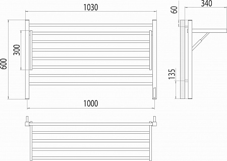 Горизонт П8 1000х600 электро КС ЧЕРНЫЙ МУАР (sensor quick touch) Полотенцесушитель TERMINUS Братск - фото 5